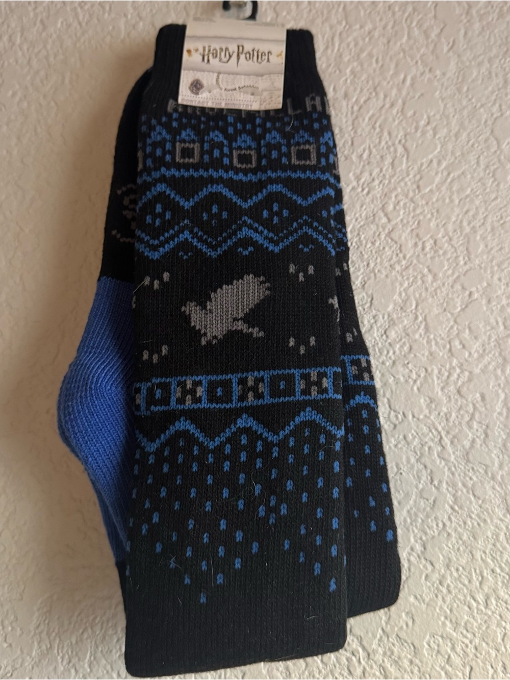Harry Potter Ravenclaw Black and Blue Knit Crew Socks New